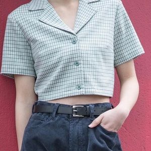 Light blue plaid brandy melville button up